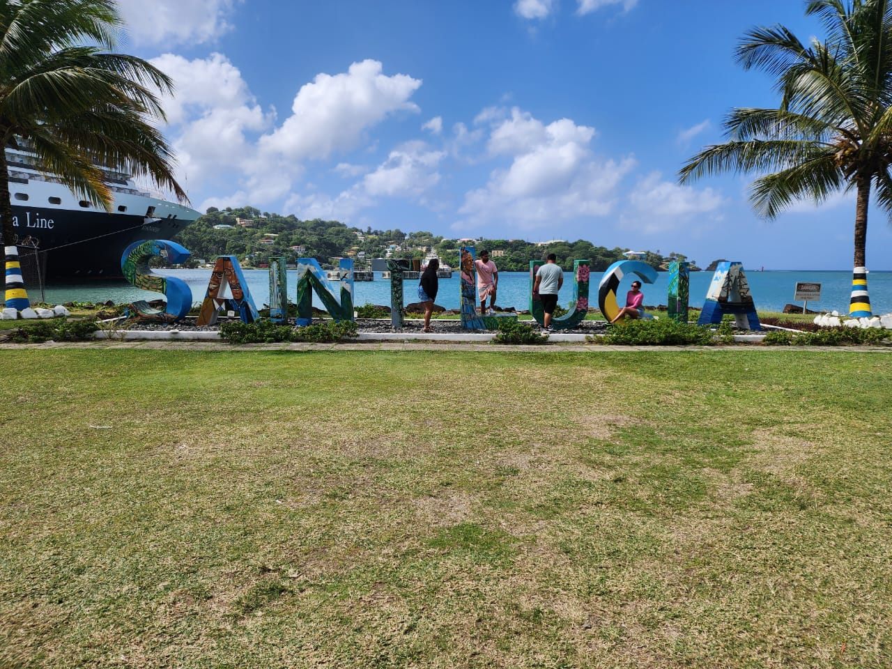 The Saint Lucia sign at the cruise port